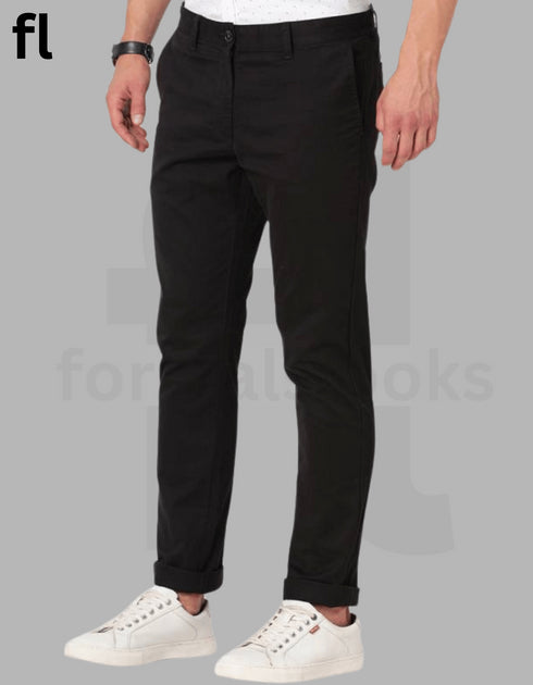 Black Cotton Imported Stuff Pant Smart Fit